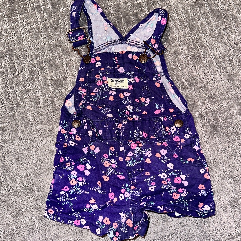 OshKosh B'gosh Vestbak Infant Girls Flowered Overalls - size 18 months